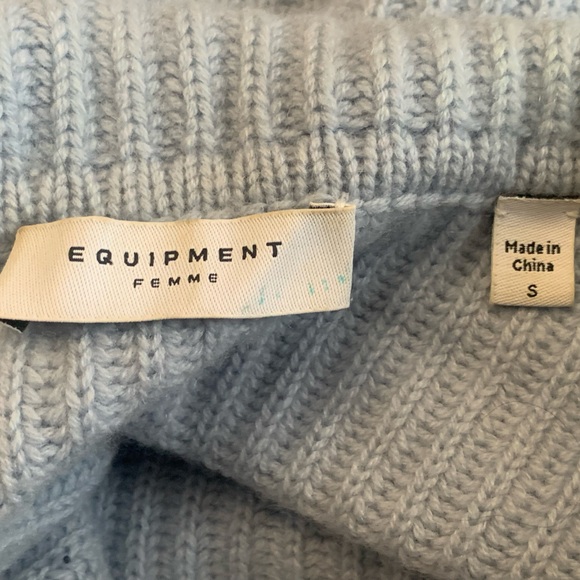 EQUIPMENT Bowee Blue ribbed wool + cashmere sweater oversize - Picture 5 of 7